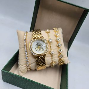 Chanel Watch paired with 3 Bangles