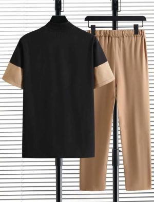 Manfinity Loose-Fitting Men's Letter Graphic Two Tone Shirt & Pants