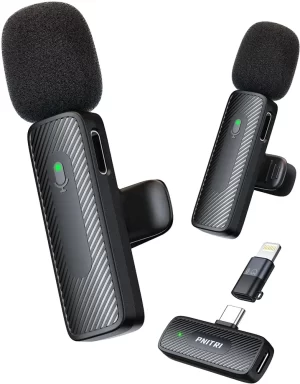 Upgraded 2Pcs Professional Wireless Lavalier Microphone for iPhone, iPad, Android, USB-C, Mini Lapel Mic with Noise Canceling, Phone Clip-on Microphones for Video Record Interview Podcast Tiktok Vlog (Shipping from abroad)