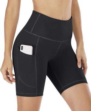 IUGA Women's High-Waisted Biker Shorts - Slim Fit, Opaque, with Pockets, for Workouts and Daily Wear.