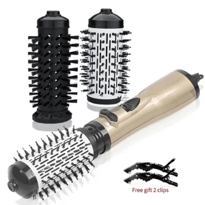 Hair Dryer Brush,Rotating Hot Air Styler Brush for Salon at Home,2-in-1 Electric Rotating Hair Curlyer Comb for Stylish Vibrant Curly Hair (Gold)
