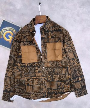 Long-Sleeve Button-Up Shirt laid out on a flat surface"